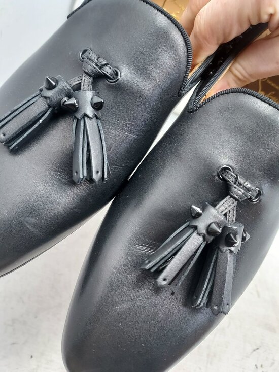 Christian Louboutin MENS Black Tassilo Spike Stud Tassel Leather Loafer main image 7